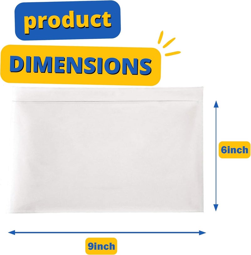 Kolibrox Pack 100 Clear Plastic Self-Adhesive Shipping Label Sleeves - Packing Slip Envelope Pouches - Durable, Waterproof, Easy Peel & Seal - Perfect for Mailing, Packing Documents & Labels | 6" x 9" - Image 2